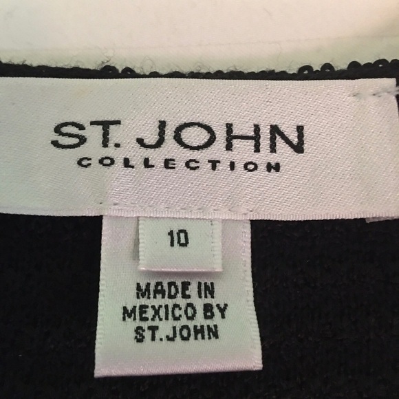 ST. JOHN BLACK AND WHITE CARDIGAN SWEATER SIZE 10 LIKE NEW CONDITION - Picture 2 of 10